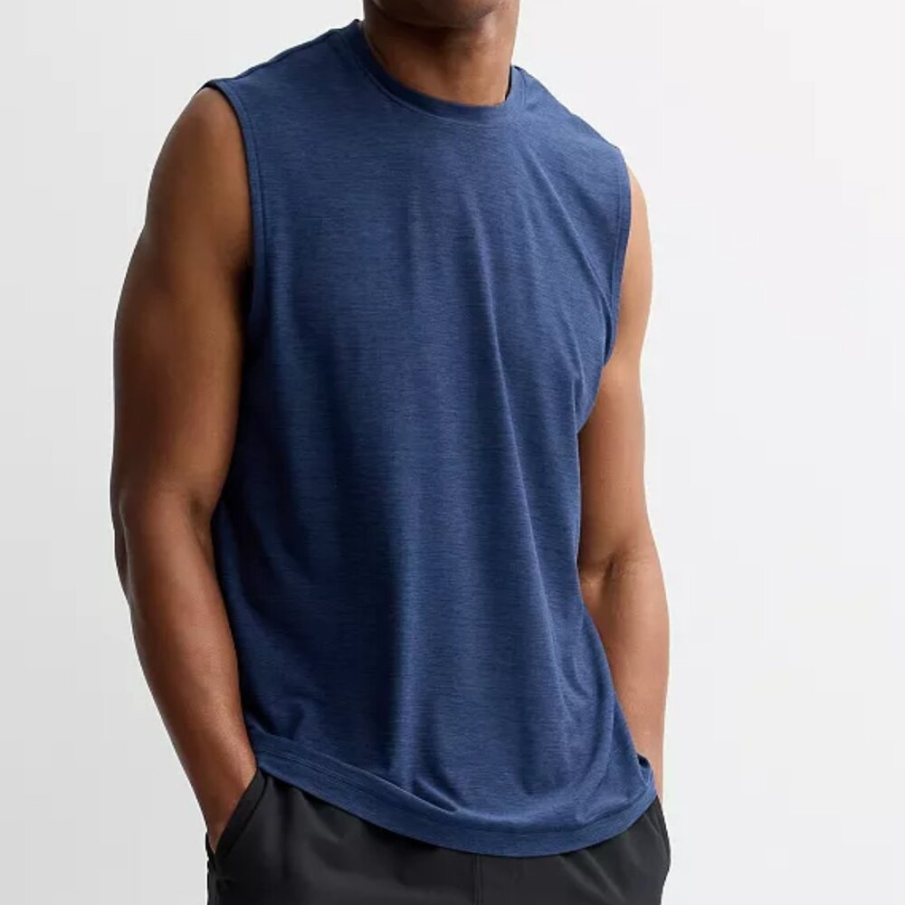Men's FLX Wander Muscle Tank Shirt Color: True Navy, Size: S - Picture 2 of 4